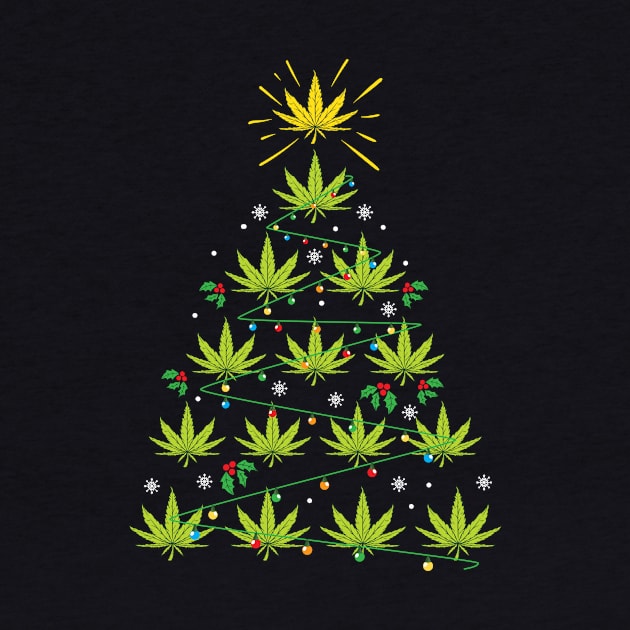 Xmas Cannabis Leaf Tree Funny Holiday Gift by Hasibit